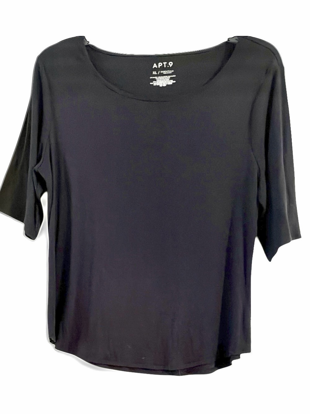 Apt. 9 Essentials Woman’s Black Scoop Neck Short Sleeve Top XL